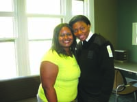 Precious Wright (left) with client Elise Cusick, who is now working as a security officer 