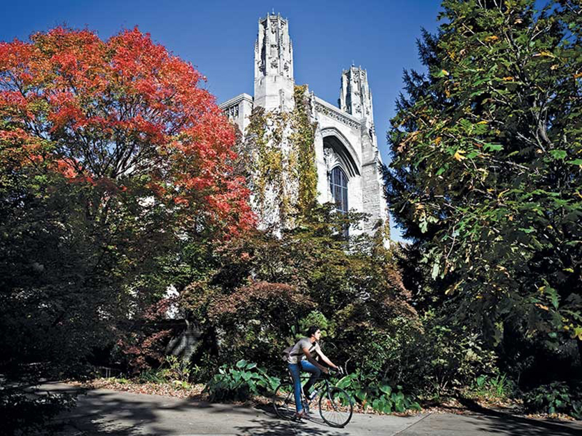 Deering Library in early fall