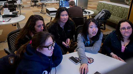 Students in the library