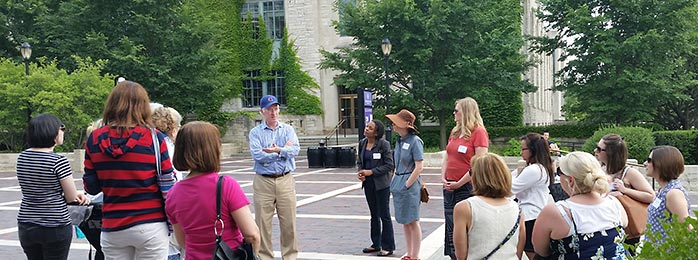 University Archivist Kevin Leonard leads a lunchtime campus architecture tour