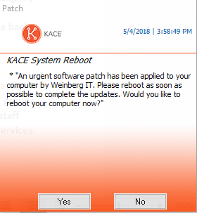 kace system reboot