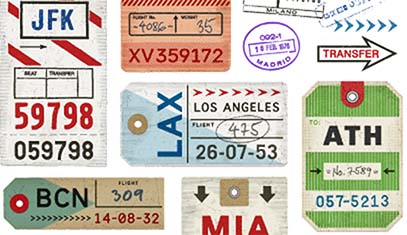 image of vintage airline tags