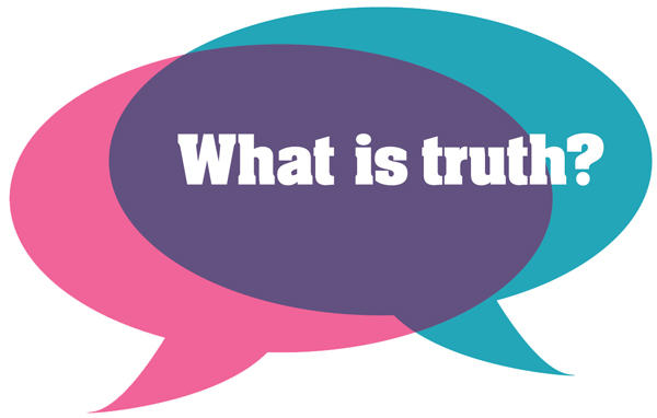 the words "what is truth" inside of a word bubble
