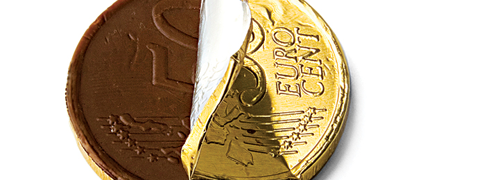 Picture of a chocolate coin.