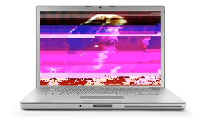 A laptop with pixelated distortion 