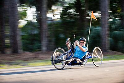 Ted Moss on a cycle